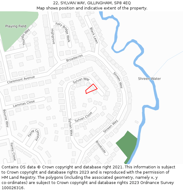 22, SYLVAN WAY, GILLINGHAM, SP8 4EQ: Location map and indicative extent of plot