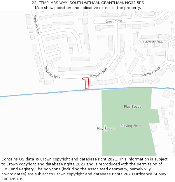 22, TEMPLARS WAY, SOUTH WITHAM, GRANTHAM, NG33 5PS: Location map and indicative extent of plot