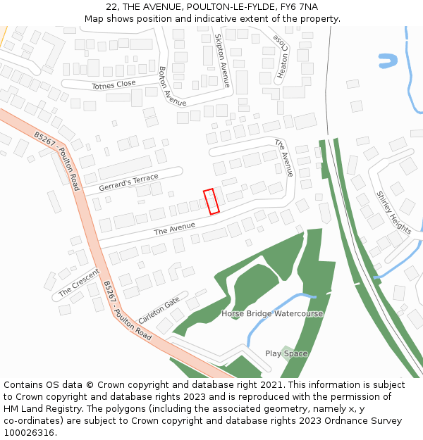 22, THE AVENUE, POULTON-LE-FYLDE, FY6 7NA: Location map and indicative extent of plot