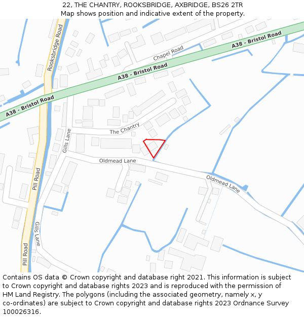 22, THE CHANTRY, ROOKSBRIDGE, AXBRIDGE, BS26 2TR: Location map and indicative extent of plot