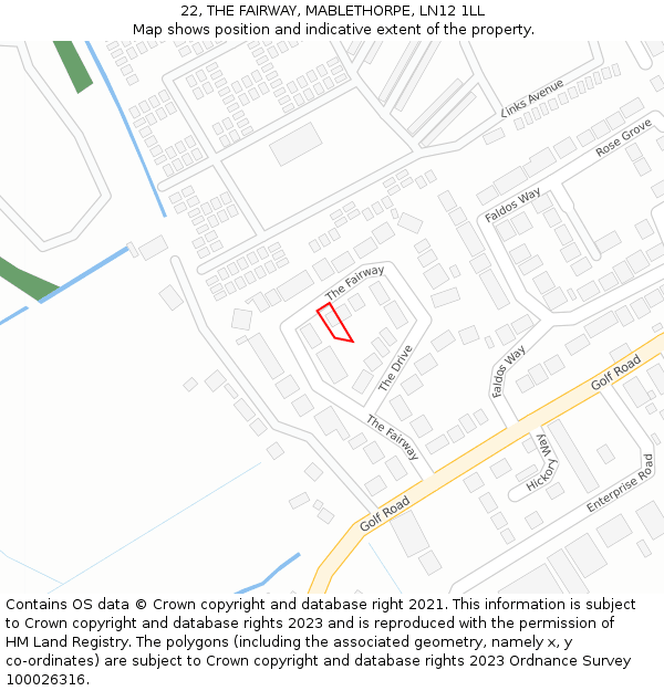 22, THE FAIRWAY, MABLETHORPE, LN12 1LL: Location map and indicative extent of plot