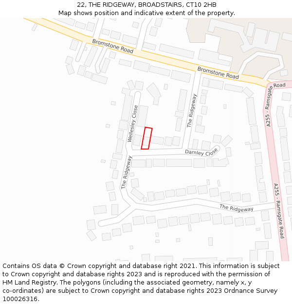 22, THE RIDGEWAY, BROADSTAIRS, CT10 2HB: Location map and indicative extent of plot