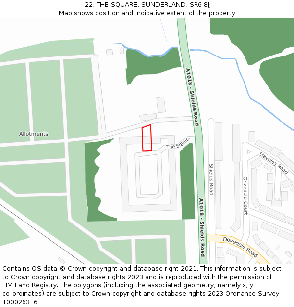 22, THE SQUARE, SUNDERLAND, SR6 8JJ: Location map and indicative extent of plot