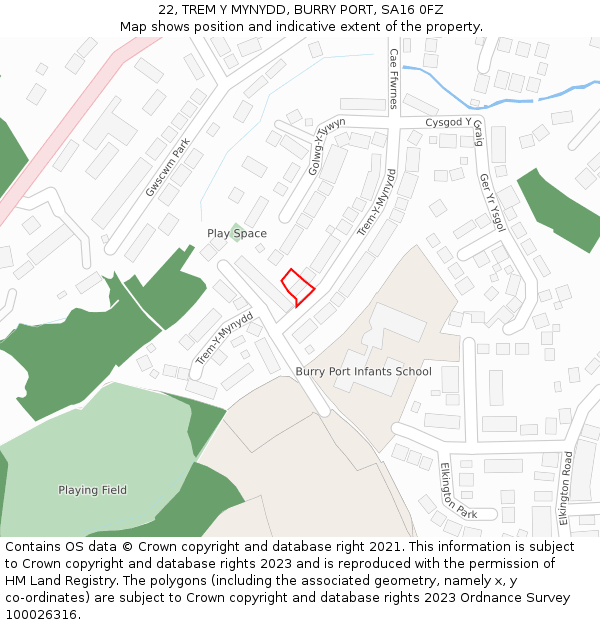 22, TREM Y MYNYDD, BURRY PORT, SA16 0FZ: Location map and indicative extent of plot