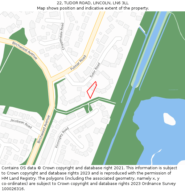 22, TUDOR ROAD, LINCOLN, LN6 3LL: Location map and indicative extent of plot