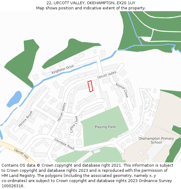 22, UPCOTT VALLEY, OKEHAMPTON, EX20 1UY: Location map and indicative extent of plot