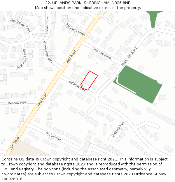 22, UPLANDS PARK, SHERINGHAM, NR26 8NE: Location map and indicative extent of plot