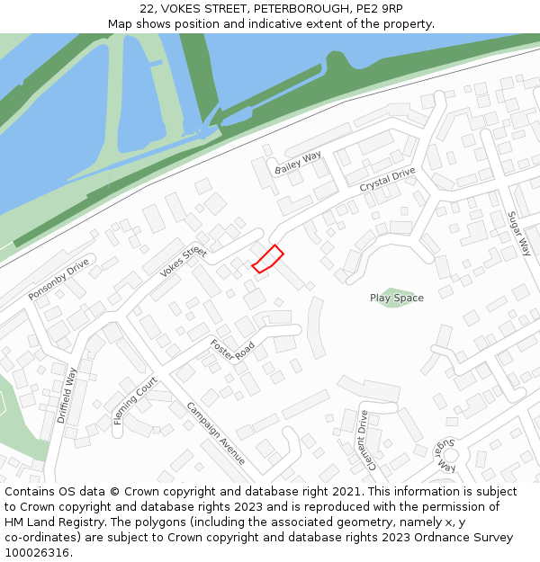 22, VOKES STREET, PETERBOROUGH, PE2 9RP: Location map and indicative extent of plot