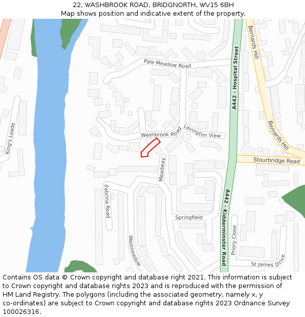 22, WASHBROOK ROAD, BRIDGNORTH, WV15 6BH: Location map and indicative extent of plot