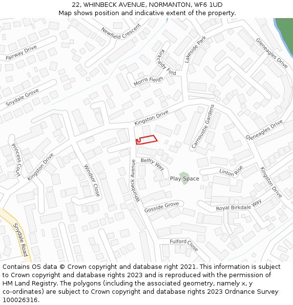 22, WHINBECK AVENUE, NORMANTON, WF6 1UD: Location map and indicative extent of plot