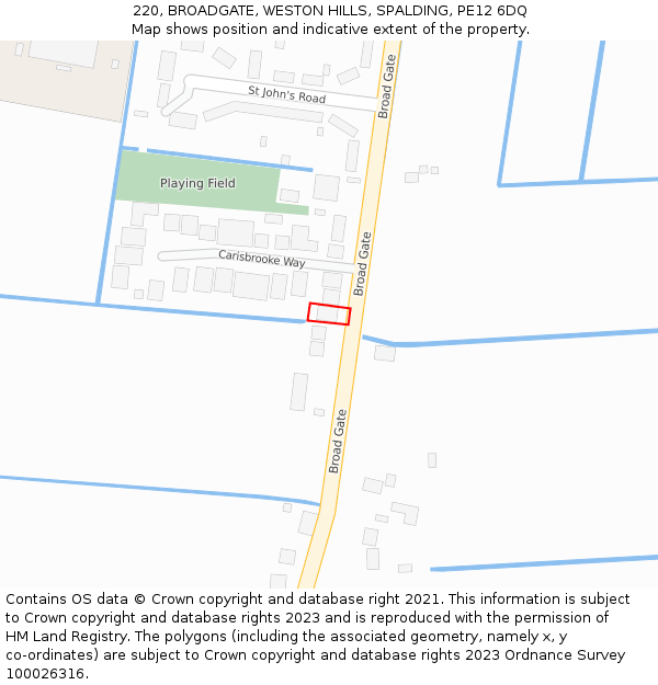 220, BROADGATE, WESTON HILLS, SPALDING, PE12 6DQ: Location map and indicative extent of plot