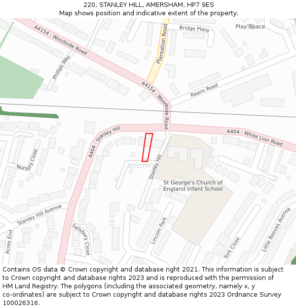 220, STANLEY HILL, AMERSHAM, HP7 9ES: Location map and indicative extent of plot