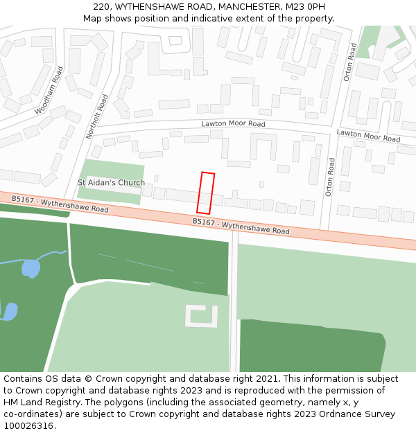 220, WYTHENSHAWE ROAD, MANCHESTER, M23 0PH: Location map and indicative extent of plot