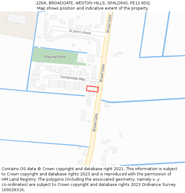 220A, BROADGATE, WESTON HILLS, SPALDING, PE12 6DQ: Location map and indicative extent of plot