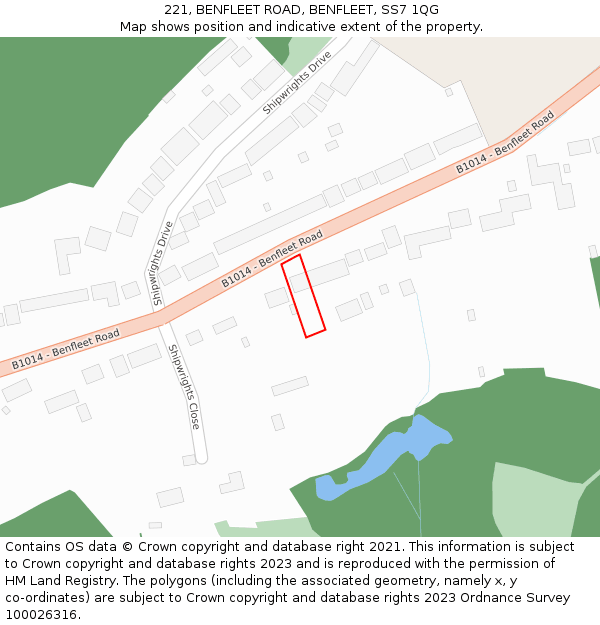 221, BENFLEET ROAD, BENFLEET, SS7 1QG: Location map and indicative extent of plot
