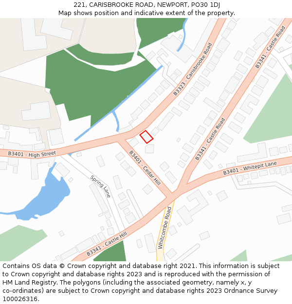 221, CARISBROOKE ROAD, NEWPORT, PO30 1DJ: Location map and indicative extent of plot