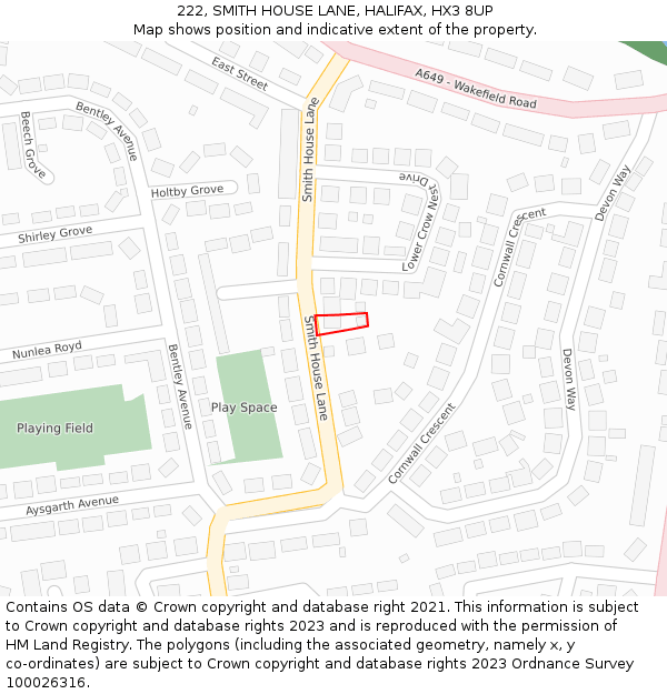 222, SMITH HOUSE LANE, HALIFAX, HX3 8UP: Location map and indicative extent of plot