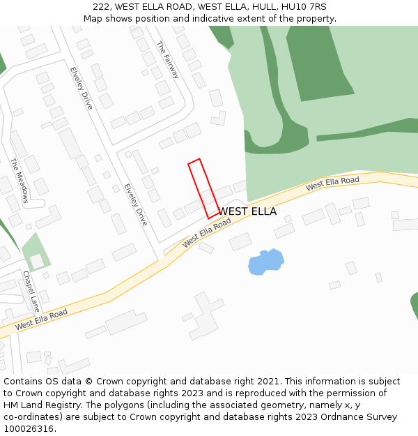 222, WEST ELLA ROAD, WEST ELLA, HULL, HU10 7RS: Location map and indicative extent of plot