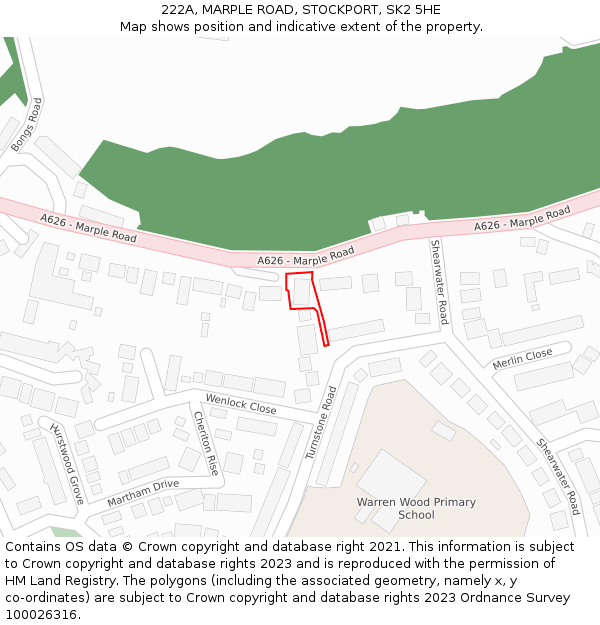 222A, MARPLE ROAD, STOCKPORT, SK2 5HE: Location map and indicative extent of plot