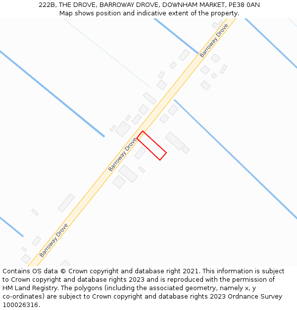 222B, THE DROVE, BARROWAY DROVE, DOWNHAM MARKET, PE38 0AN: Location map and indicative extent of plot