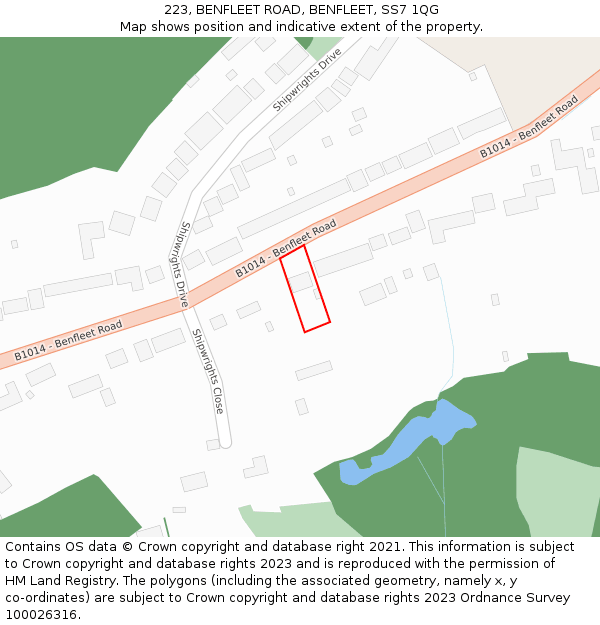 223, BENFLEET ROAD, BENFLEET, SS7 1QG: Location map and indicative extent of plot