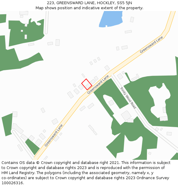 223, GREENSWARD LANE, HOCKLEY, SS5 5JN: Location map and indicative extent of plot