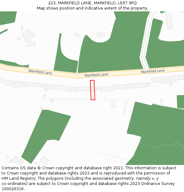 223, MARKFIELD LANE, MARKFIELD, LE67 9PQ: Location map and indicative extent of plot