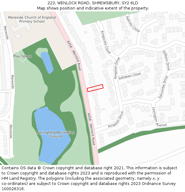 223, WENLOCK ROAD, SHREWSBURY, SY2 6LD: Location map and indicative extent of plot