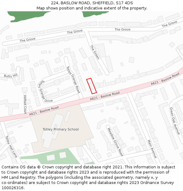 224, BASLOW ROAD, SHEFFIELD, S17 4DS: Location map and indicative extent of plot