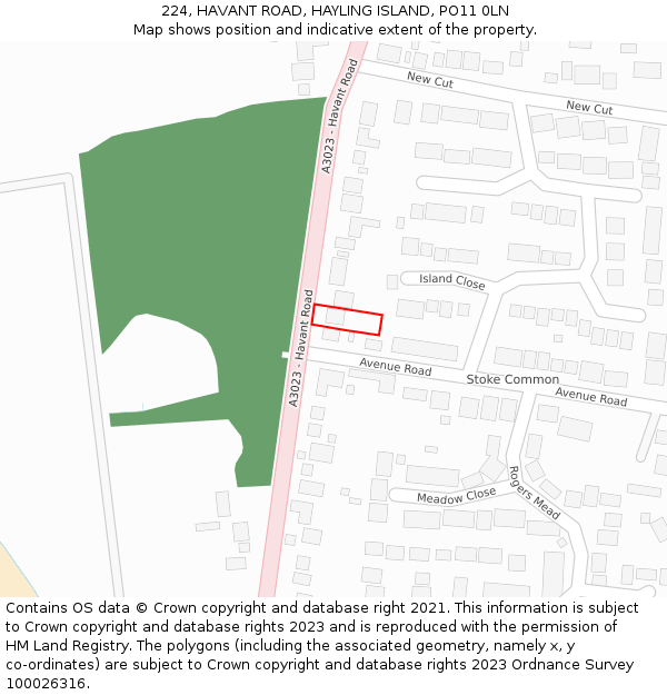 224, HAVANT ROAD, HAYLING ISLAND, PO11 0LN: Location map and indicative extent of plot