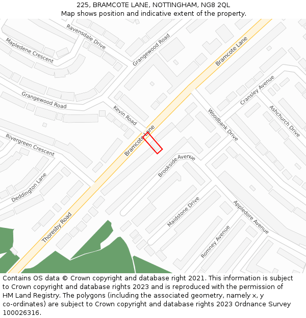 225, BRAMCOTE LANE, NOTTINGHAM, NG8 2QL: Location map and indicative extent of plot