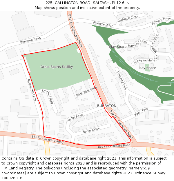 225, CALLINGTON ROAD, SALTASH, PL12 6LN: Location map and indicative extent of plot