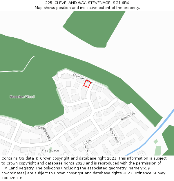 225, CLEVELAND WAY, STEVENAGE, SG1 6BX: Location map and indicative extent of plot