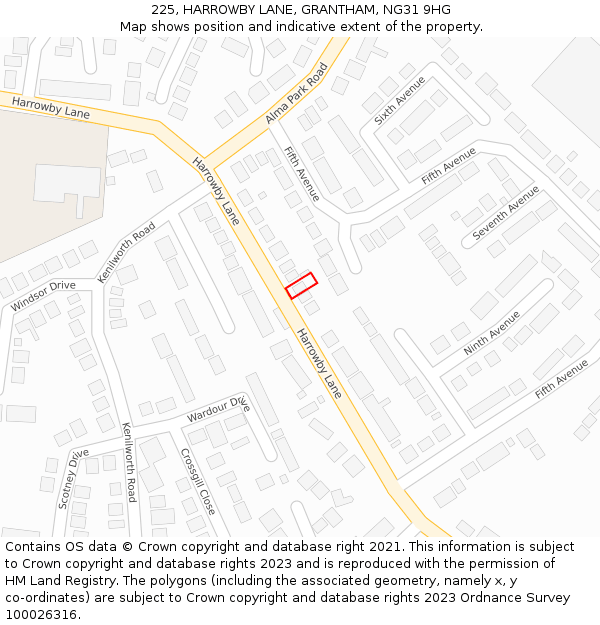 225, HARROWBY LANE, GRANTHAM, NG31 9HG: Location map and indicative extent of plot