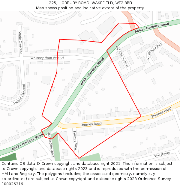 225, HORBURY ROAD, WAKEFIELD, WF2 8RB: Location map and indicative extent of plot