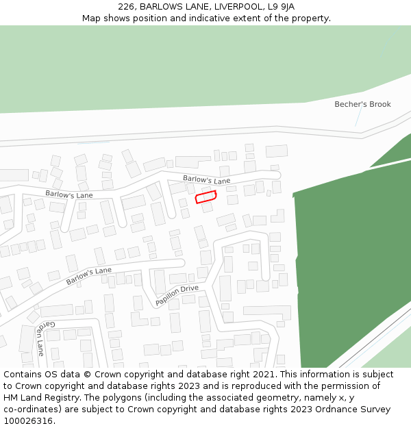 226, BARLOWS LANE, LIVERPOOL, L9 9JA: Location map and indicative extent of plot