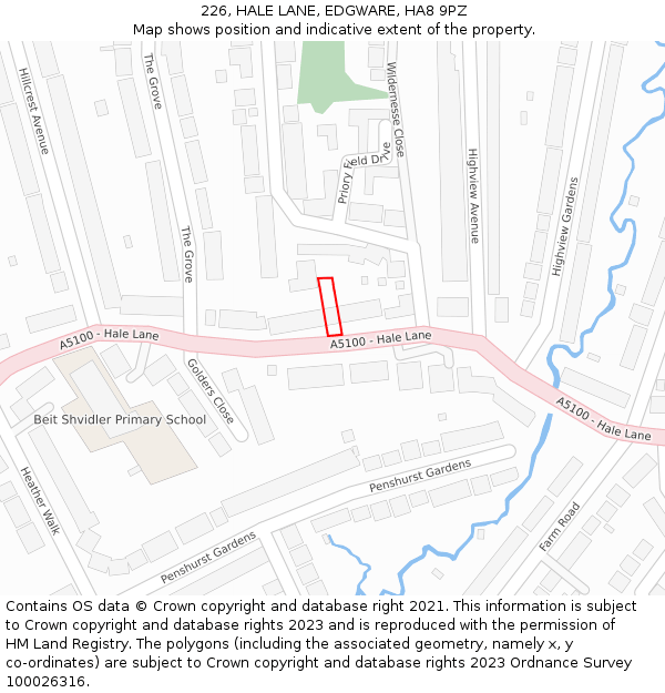 226, HALE LANE, EDGWARE, HA8 9PZ: Location map and indicative extent of plot