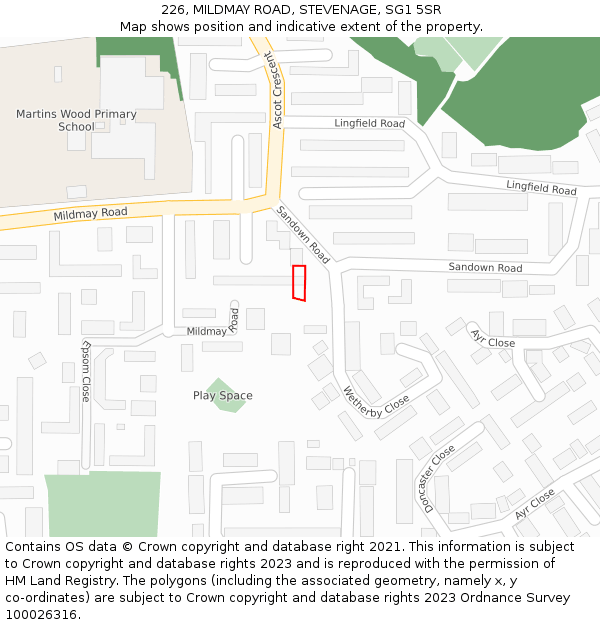 226, MILDMAY ROAD, STEVENAGE, SG1 5SR: Location map and indicative extent of plot