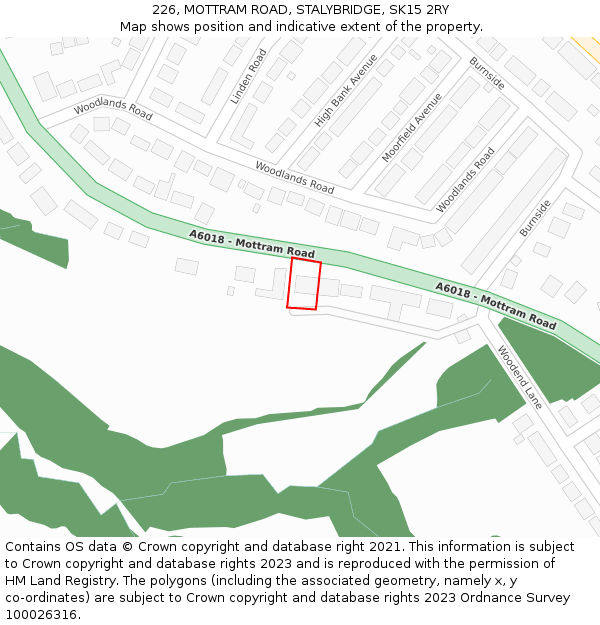 226, MOTTRAM ROAD, STALYBRIDGE, SK15 2RY: Location map and indicative extent of plot