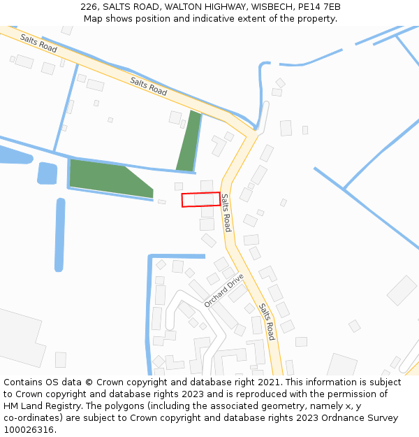 226, SALTS ROAD, WALTON HIGHWAY, WISBECH, PE14 7EB: Location map and indicative extent of plot