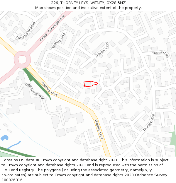 226, THORNEY LEYS, WITNEY, OX28 5NZ: Location map and indicative extent of plot