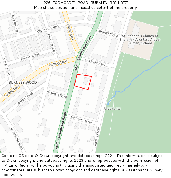 226, TODMORDEN ROAD, BURNLEY, BB11 3EZ: Location map and indicative extent of plot