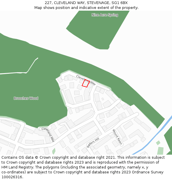 227, CLEVELAND WAY, STEVENAGE, SG1 6BX: Location map and indicative extent of plot