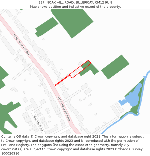 227, NOAK HILL ROAD, BILLERICAY, CM12 9UN: Location map and indicative extent of plot