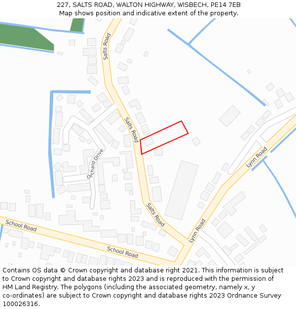 227, SALTS ROAD, WALTON HIGHWAY, WISBECH, PE14 7EB: Location map and indicative extent of plot