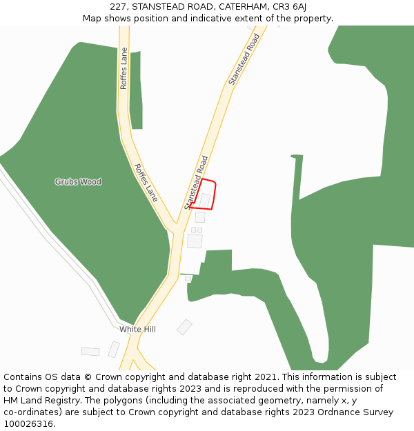 227, STANSTEAD ROAD, CATERHAM, CR3 6AJ: Location map and indicative extent of plot