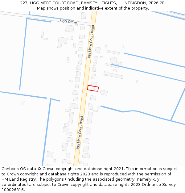 227, UGG MERE COURT ROAD, RAMSEY HEIGHTS, HUNTINGDON, PE26 2RJ: Location map and indicative extent of plot