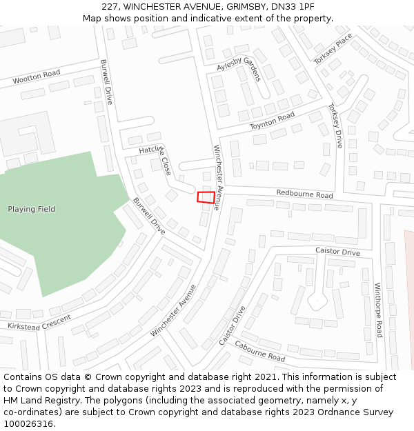 227, WINCHESTER AVENUE, GRIMSBY, DN33 1PF: Location map and indicative extent of plot