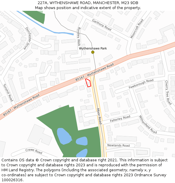 227A, WYTHENSHAWE ROAD, MANCHESTER, M23 9DB: Location map and indicative extent of plot