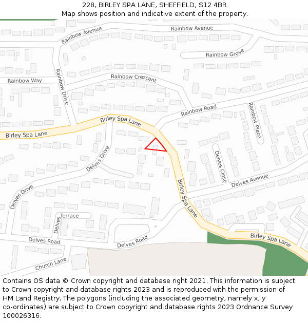 228, BIRLEY SPA LANE, SHEFFIELD, S12 4BR: Location map and indicative extent of plot